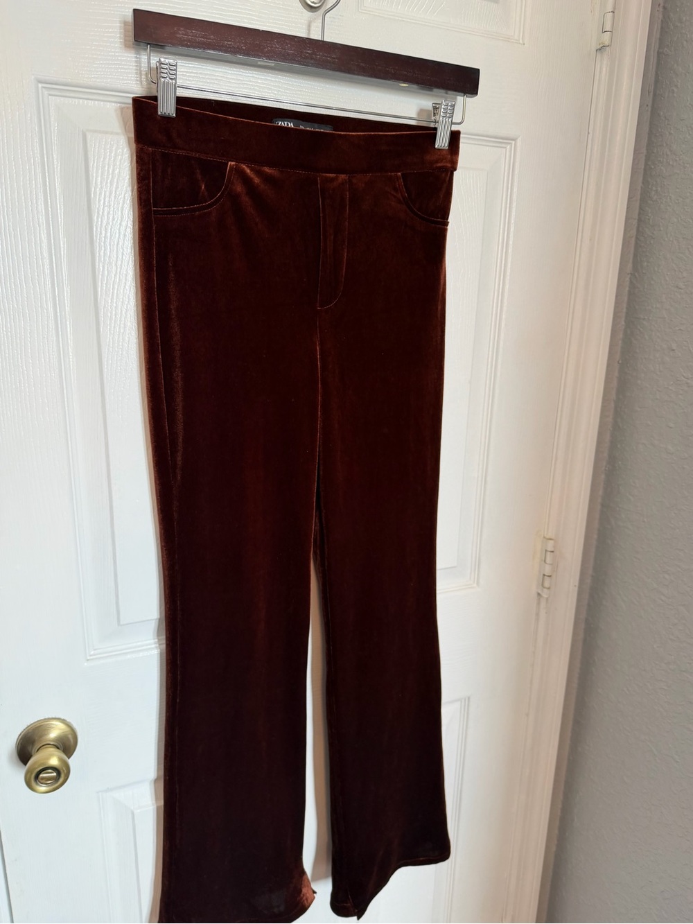 Zara Rust Brown Velvet Trousers